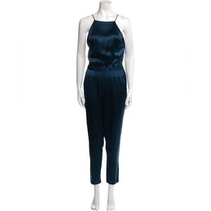 Fleur du Mal Midnight Blue Satin Jumpsuit